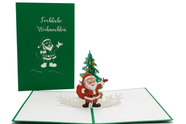 3D Karte Weihnachtsmann im Schlitten